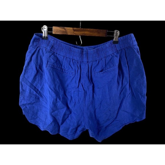 Lane Bryant 18 Shorts Linen Blend Blue Pull On Elastic Waist Pockets Womens - Picture 2 of 3